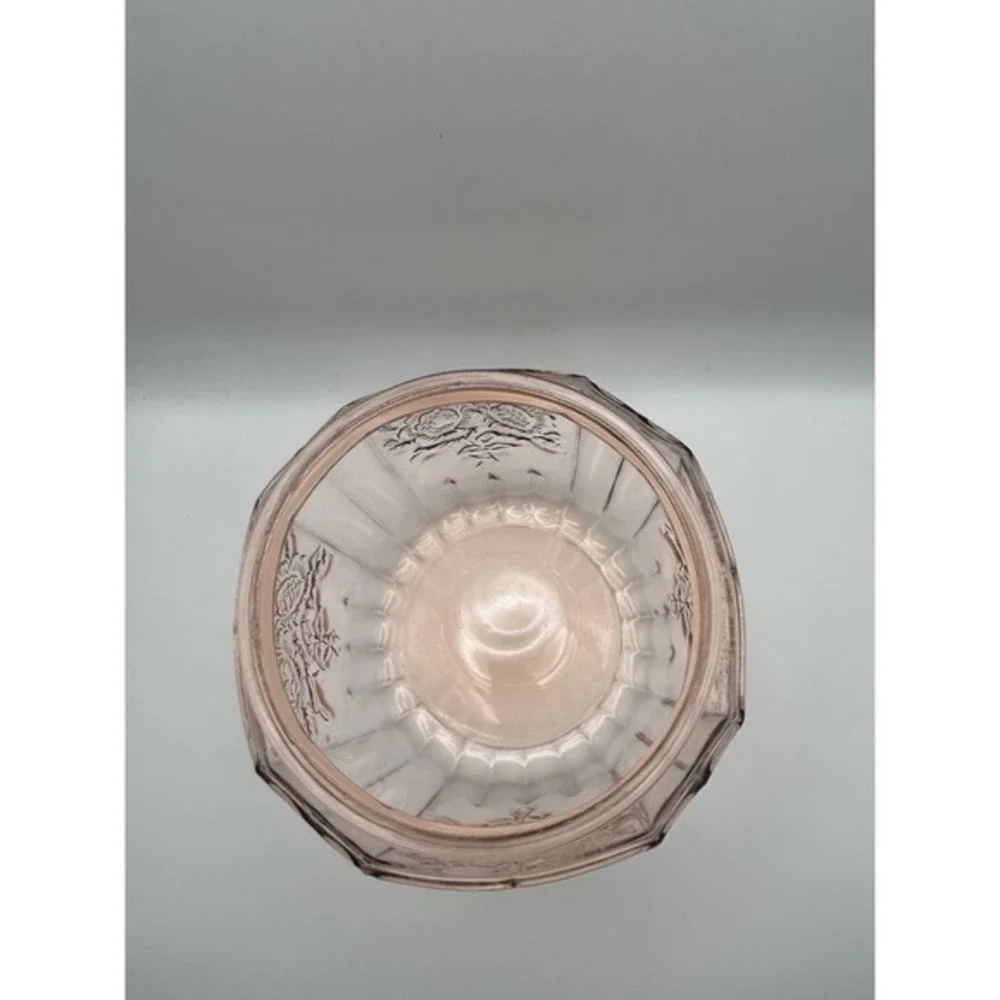 Vintage Anchor Hocking Pink Mayfair Open Rose Pink Depression Glass Cookie‎ Jar